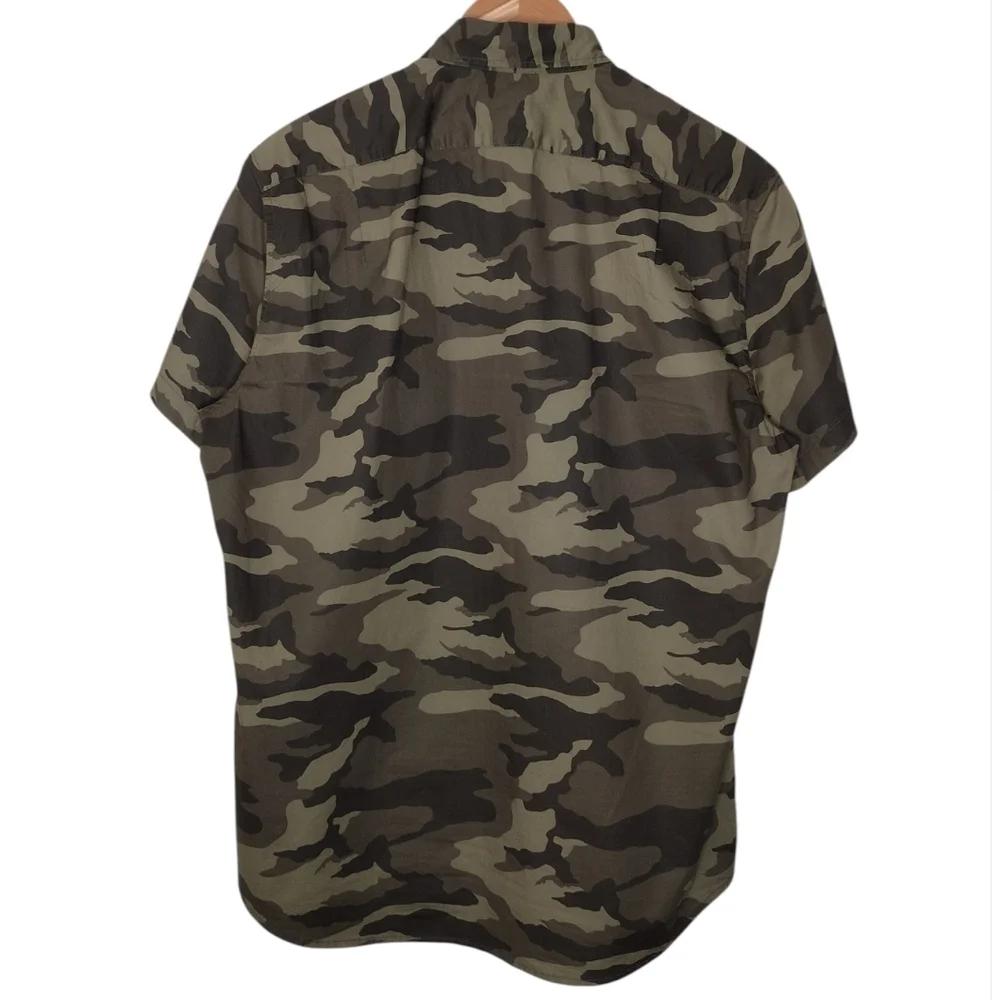 J. Crew Men's Camouflage Flex Washed Short Sleeve Casual Button Down Shirt Sz M